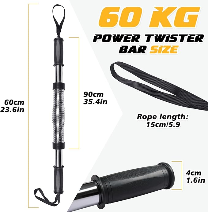 INNOLIFE Power Twister Bar, Upper Body Exercise Equipment for Chest Workout, Shoulder, Forearm, Bicep and Arm Strengthening Workout Equipment