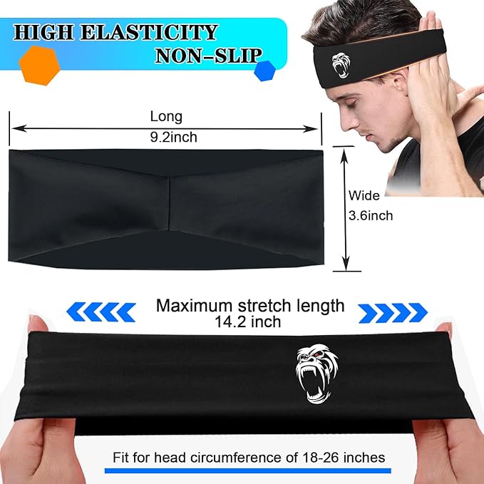 3pcs Sports Sweat Bands Headbands Men Head Sweat Band Headbands for Men Skull Sweatbands Mens Women