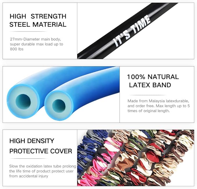 INNSTAR Resistance Bands Bar Exercise Bands Attachment 38" Black Max Load 800lb for Home Gym Workout Full Body Workout Power Lifting Fitness Bar