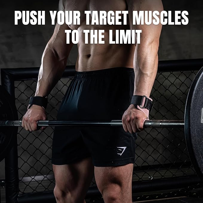 MANUEKLEAR Gym Straps Weight Lifting, Double Leather Lifting Straps for Men Deadlift with Cushion Wrist Loop, Gym Lifting Wrist Wraps for Weightlifting