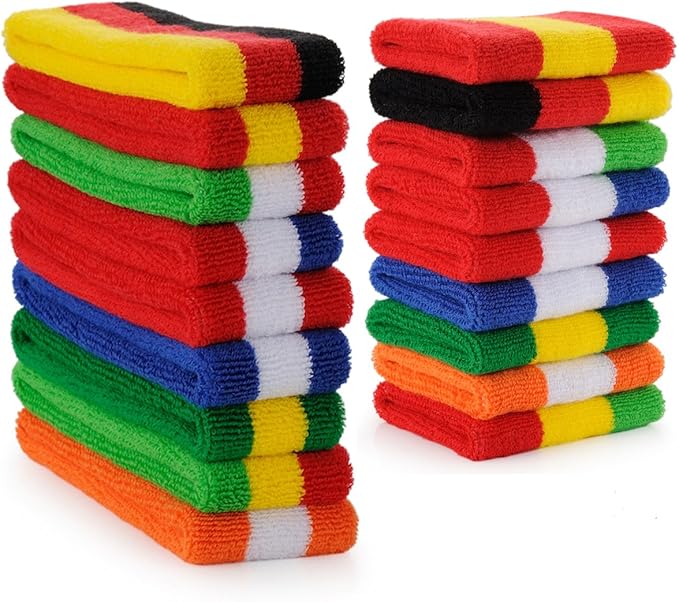 ONUPGO 6 Pieces Sweatbands Set - Sports Headbands Wristbands for Men & Women,Cotton Terry Cloth Sweatband for Tennis,Basketball,Gym,Working Out - Moisture Wicking Elasticity