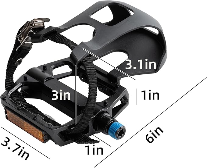 1 Pair Bike Pedals with Toe Cages for Peloton, Spin, & Outdoor Bikes - Aluminum 9/16" Replacement Parts