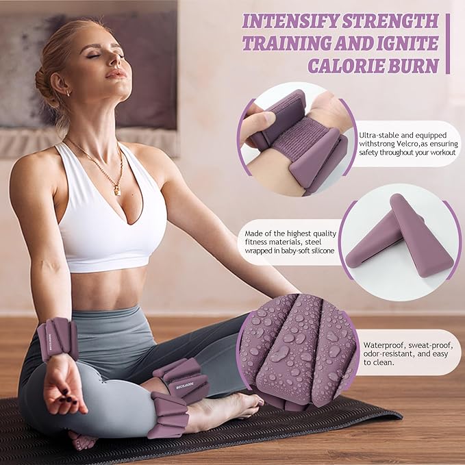 Ankle Weights Set of 2 (1 lb/2 lb/3 lb Each) Adjustable Wrist Weights for Women Men Wearable Arm Leg Weight for Pilates, Running, Walking, Workout, Yoga