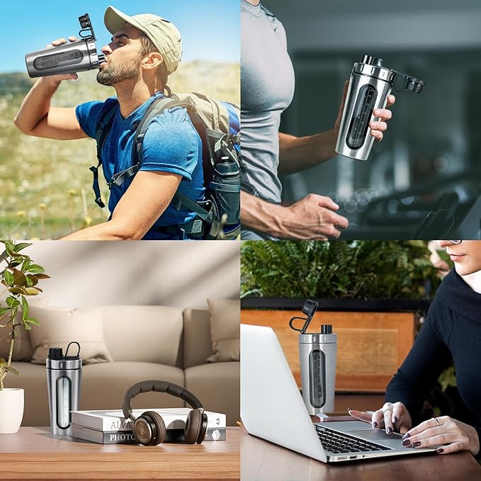 TOOFEEL Shaker Bottles for Protein Mixes 28 oz Stainless Steel Protein Shaker with 2 Mixing Ball, Not Stays Cold/Hot, Visible Window Metal Shaker Cups, Leakproof, BPA Free Bottle Shaker