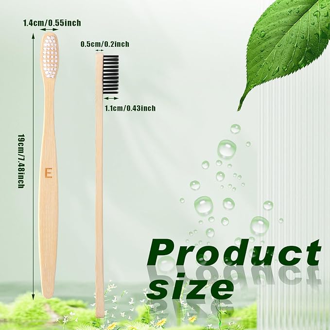 Sieral 120 Pcs 120 Pcs Bamboo Toothbrushes Bulk Soft Bristle Individually Wrapped Travel Toothbrush Eco Friendly Natural Wooden Tooth Brush for Kid Adult Home Travel Use, 7.5 Inch, 12 Colors (Letter)
