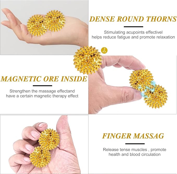 2 Pcs Hand Massage Ball,Pressing Hand Acupoints Balls,Magnetic Massage Balls, Hand Acupuncture Ball Massage Physical Body Acupressure, Manual Massage Balls