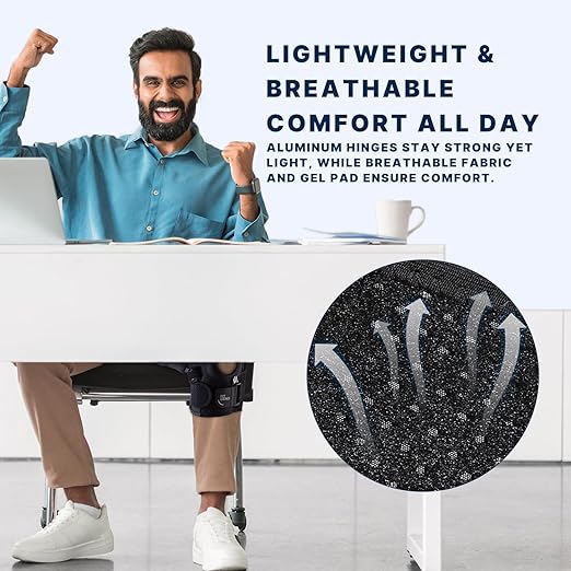 Hinged Knee Brace for Meniscus Tear: Adjustable Support for Knee Pain w/Built-in Side Stabilizers & Removable Metal Hinges for ACL MCL Injury or Surgery Recovery - Men and Women