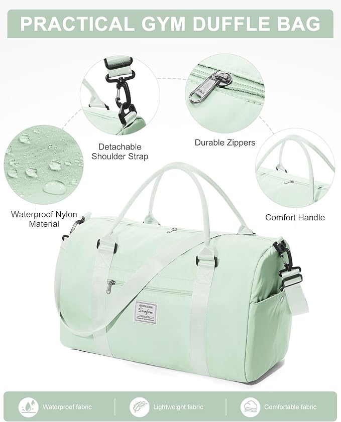 Gym Bag Womens,Travel Duffel Carry on Bag Sport Tote Bag Weekend Overnight Bag