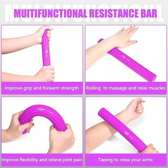 Flex Therapy Bar,Twist Bar for Physical Therapy & Resistance Bar for Golfers Elbow,Tendinitis,Wrist,Forearms Pain, Improve Grip Strength and Relieve Pain