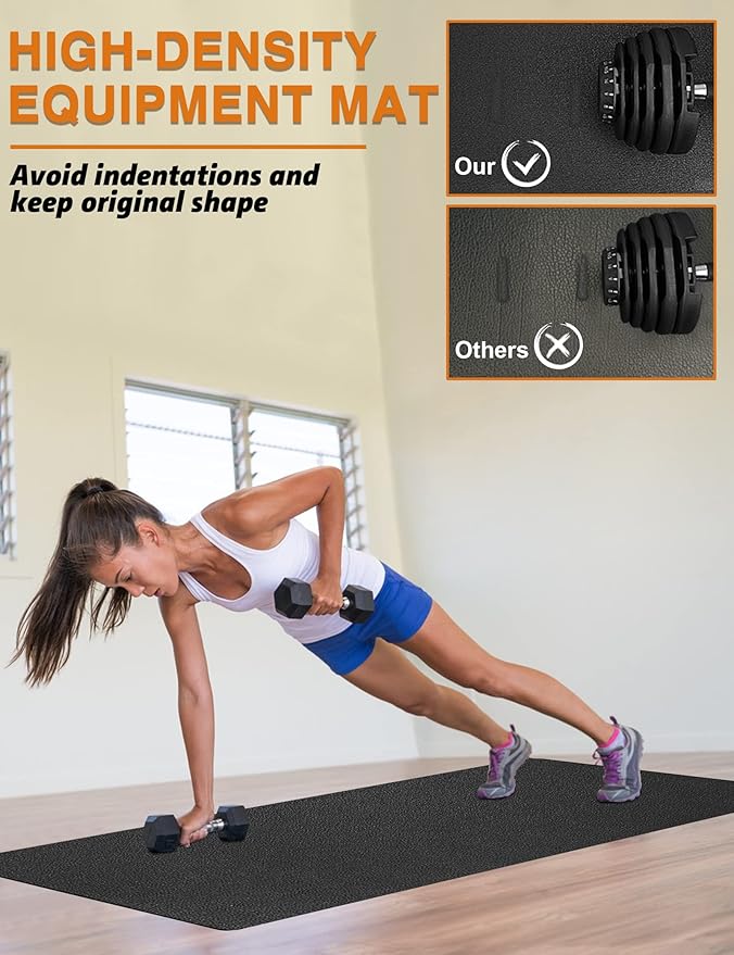 Treadmill Mat, 5'x2.5'/5.6'x2'/6.5'x3'/8'x3',6mm Thickness Exercise Equipment Mat for Carpet Hardwood Floors, Compatible with Walking Pad,Spin Bike,Elliptical Trainer,Rowing Machine