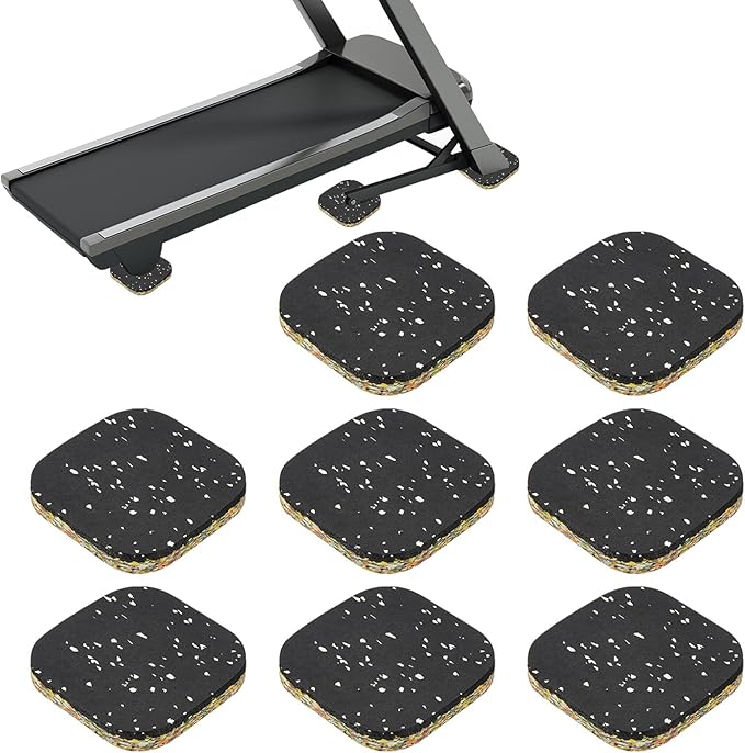 PATIKIL 8 Pcs Treadmill Mat Pads, 4x4x0.6 High Density Foam Anti Vibration Pad Sound Proof Floor Mat Exercise Equipment Mat for Carpet Protect Noise Reduction Home Gym, White