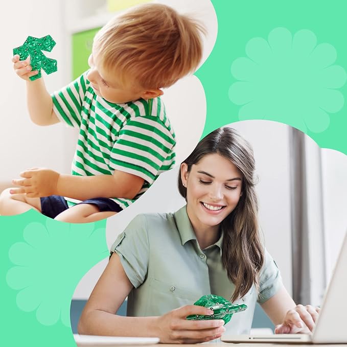 LAFFTRAK Magnetic Fidget Sphere Magnet Toys - Crystal Green - Magnets Sensory Toys - 12 Piece Set - Creativity Beyond Imagination, Inspirational, Recreational, Fun Desk Toy for Adults