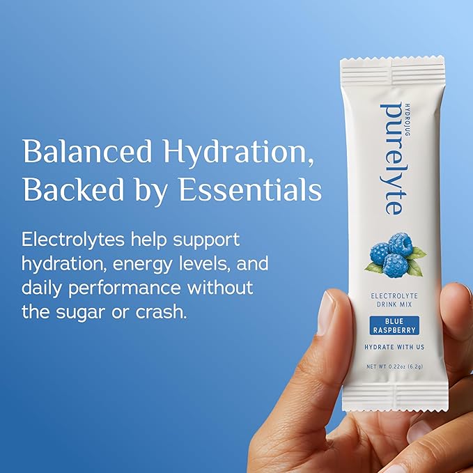 Electrolyte Drink Mix – Sugar-Free Hydration Powder Packets – Clean Electrolytes with Trace Minerals – Keto, Vegan, Gluten-Free – No Artificial Sweeteners – 30 Sticks – Blue Raspberry