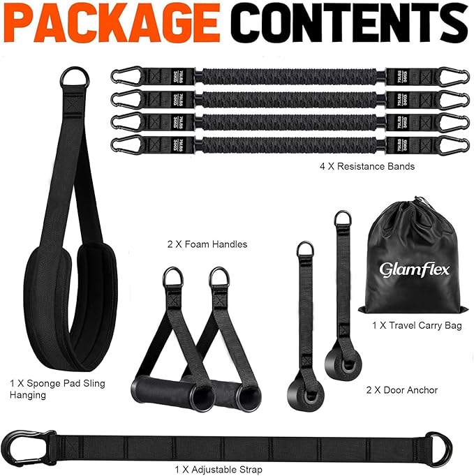 Adjustable Heavy Duty Pull Up Assistance Bands with Fabric Feet and Knee Rest - Pull Up Resistance Bands for Men, Women, and Seniors - Perfect for Dip and Resistance Strength Training Glamflex