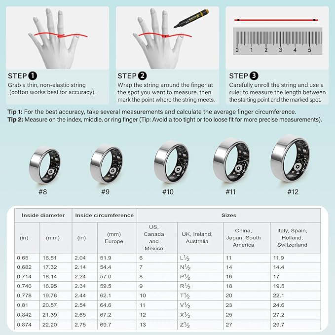 Smart Ring for Women and Men – Fitness & Health Smart Ring with Heart Rate and Sleep Tracking – Waterproof Activity & Wellness Ring Compatible with iPhone and Android