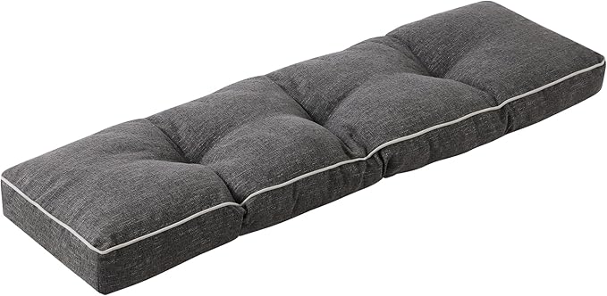 Bench Cushions for Outdoor Furniture, 36 x 14 Inch Outdoor Bench Cushion, Patio Bench Cushion with Durable Ties, Long Patio Seat Cushions for Garden, Indoor, Kitchen&Dining, Dark Grey