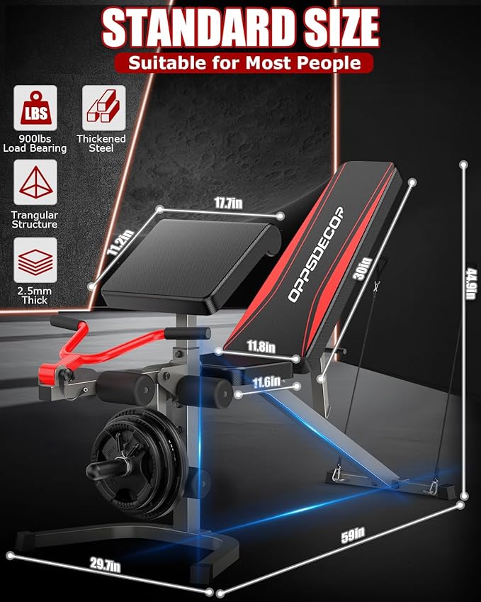 Professional Weight Bench with Leg Extension & Leg Curl & Preacher Curl, Heavy-Duty Adjustable Weight Bench Press Set Incline Decline Flat Workout Bench Full Body Strength Training for Home Gym