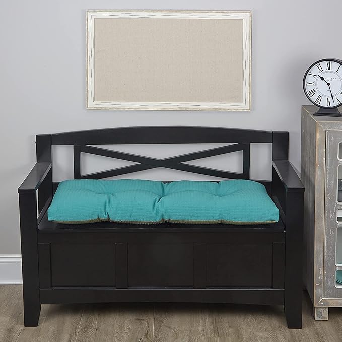 Klear Vu Corner Nook or Piano Seat Omega Non-Slip Tufted Bench Cushion for Indoor Furniture, Entryway Storage, Bay Window, 43 Inches, 08 Teal