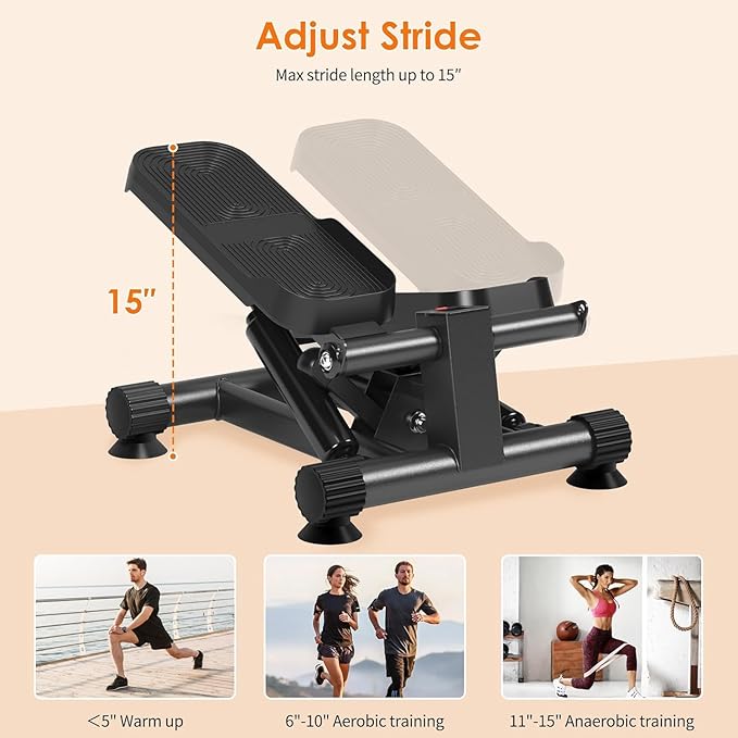 SogesHome Stair Stepper Machine with Resistance Bands, Mini Fitness Stepper for Cardio Workout with LCD Monitor, Low Impact Stepper for Legs, Butt & Thigh Toning, Home Gym Equipment