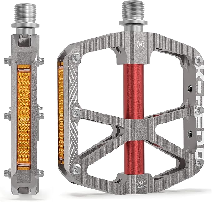 MTB Mountain Bike Pedal Platform Flat Bicycle Pedals Aluminum Alloy Non-Slip 9/16" Metal Bike Pedals with 3 Bearings for Road, BMX