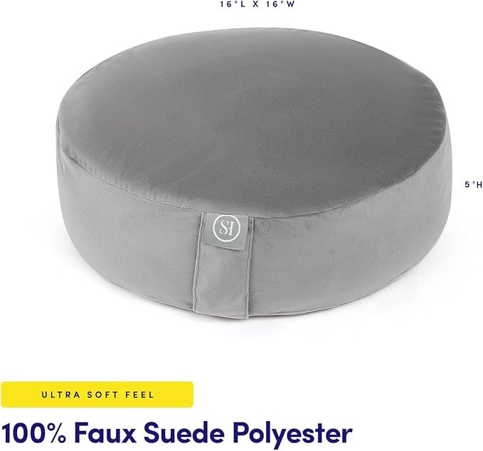 Meditation Cushion Bolster Pillow for Restorative Yoga โ Supportive Cushion for Meditation, Pilates, and Relaxation โ Filled with Buckwheat Hulls - Removable Cover