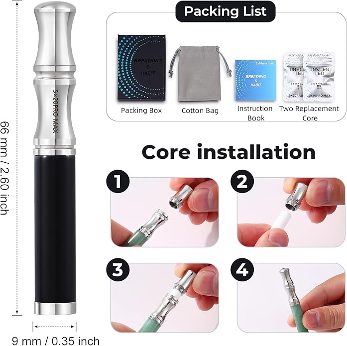 Breathe Free Necklace with Filter, Anxiety & Stress Relief Breath Tool for Meditation, Mindfulness and Relaxation,Natural Stone Breathing Necklace, Portable Wellness Gift for Adults