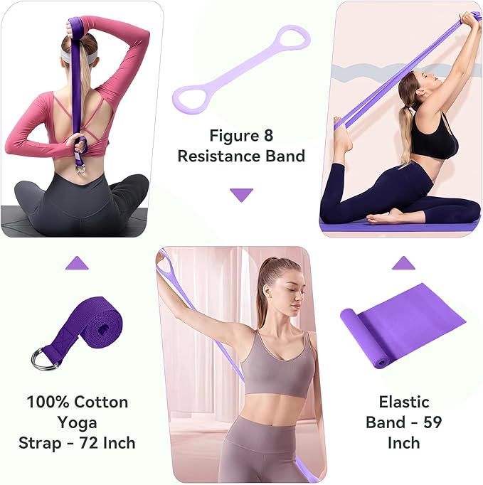 HASHMUST Pilates Ring Kit 12 PCS for Women, Home Workout Equipment with Magic Circle, Mini Exercise Ball, Resistance Bands, Massage Lacrosse, Yoga Strap, Full-Body Fitness Set for Toning & Gift