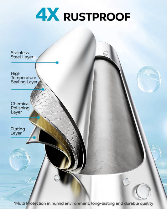 Nieifi Shower Caddy Shelf Storage Rack Adhesive Without Drilling Stainless Steel with Hooks for Washroom, Lavatory, Restroom, Toilet, Bathroom, Kitchen - 2 Pack