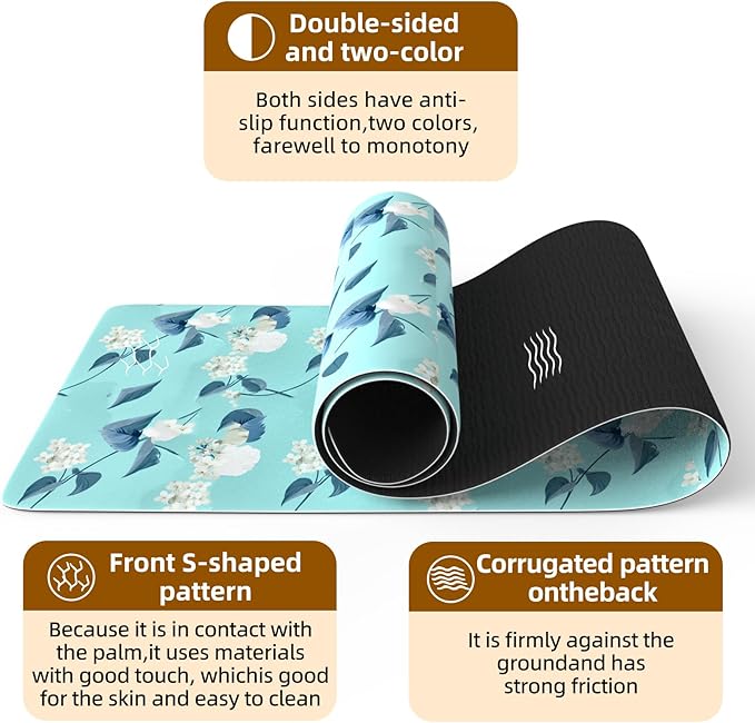 FOLAI Extra Thick Yoga Mat 6mm - Non-Slip Exercise Mat for HIIT, Pilates & Home Workouts & Workout with Free Carry Strap