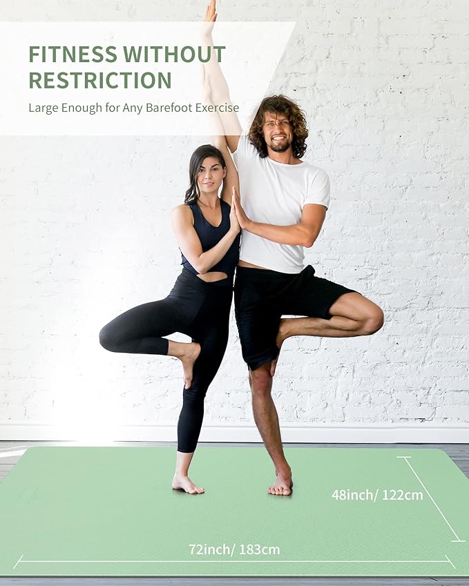 CAMBIVO Large Yoga Mat (6'x 4'), Extra Wide Workout Mat for Men and Women, Yoga Mat Thick 1/3 &1/4 Exercise Mats for Home Workout, Yoga, Pilates (Black,1/4 inch)