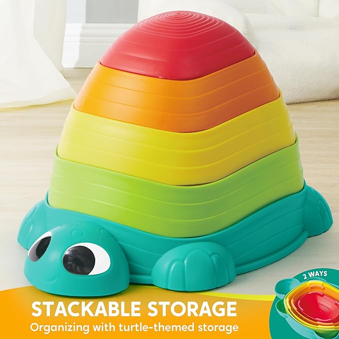 JOYIN 5 Pcs Turtle Balance Stepping Stones, Kids Turtle Path Jumping Stones, Toddler Obstacle Course Coordination Game Toys Indoor or Outdoor Play for Kids Aged 3+