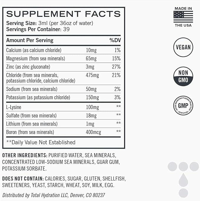 Daylyte Electrolyte Drops, Unflavored, Sugar Free Daily Hydration Supplement with Magnesium, Calcium, & Zinc (39 Servings)