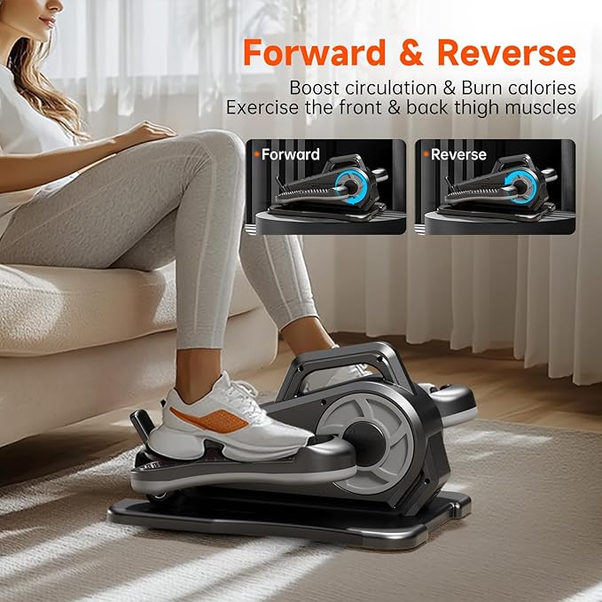 Under Desk Elliptical, Ellipse Leg Exerciser While Sitting for Seniors, Led Screen 12 Adjustable Speeds Quiet Handhold Seated Pedal Exerciser Machine for Home & Office