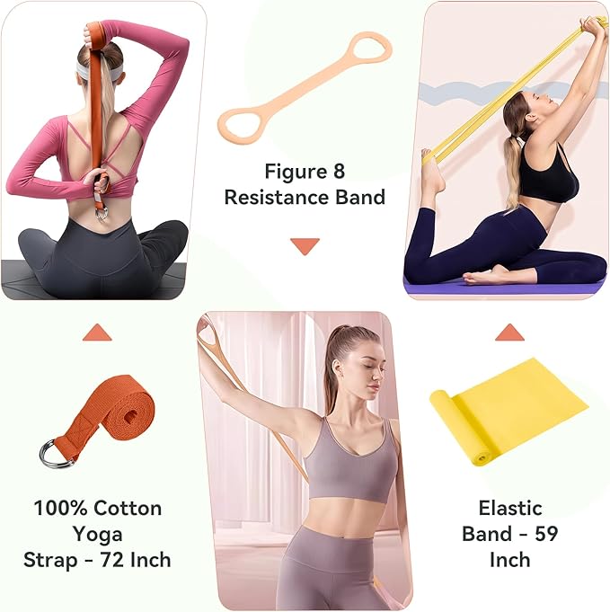 HASHMUST Pilates Ring Kit 12 PCS for Women, Home Workout Equipment with Magic Circle, Mini Exercise Ball, Resistance Bands, Massage Lacrosse, Yoga Strap, Full-Body Fitness Set for Toning & Gift