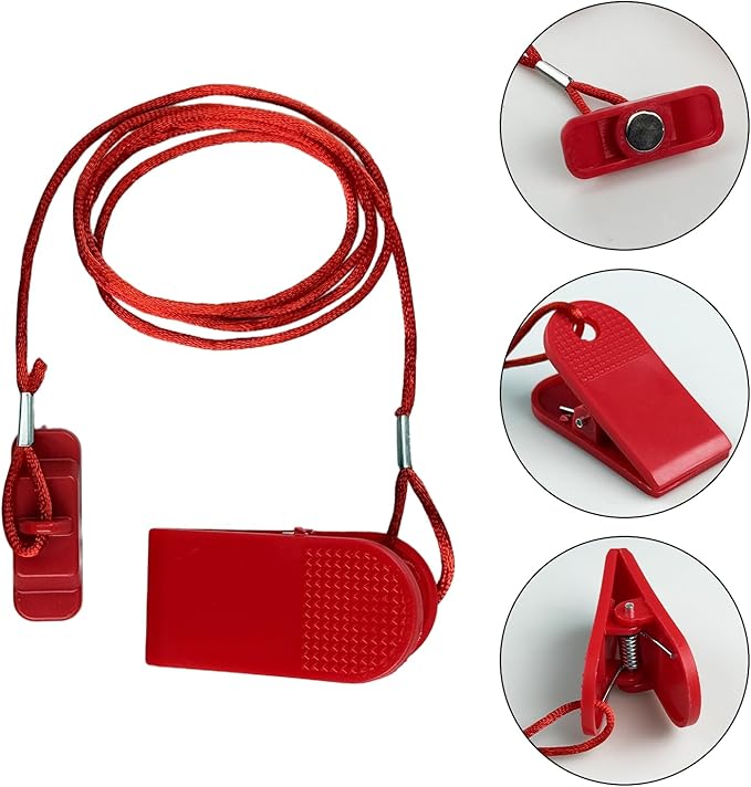 Flylin 2PCS Treadmill Magnet Safety Key, Universal Lightweight Red Treadmill Security Key Replacement, Rectangle Plastic Running Machine Key for Most Treadmill (15x40mm)