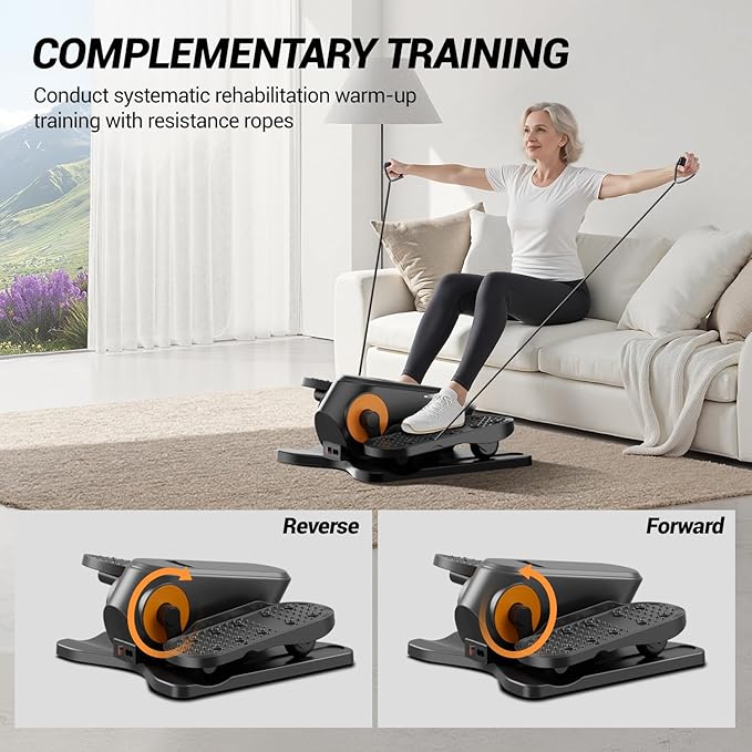 Under Desk Elliptical Machine, Electric Ellipse Leg Exerciser as Seen on Tv for Seniors, Quiet Portable Seated Pedal Exerciser with Remote Control, 12 Adjustable Speeds, Auto & HR Mode for Home Office