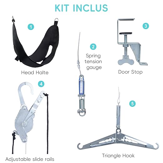 Cervical Neck Traction Device Over-The-Door, No Need for Handheld or Water Bag Portable Neck Stretcher,Effective Home Physical Therapy for Neck Pain Relief, 10 Adjustable Tension Levels