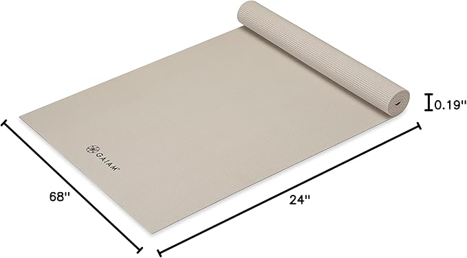Gaiam Yoga Mat - Premium 5mm Solid Thick Non Slip Exercise & Fitness Mat for All Types of Yoga, Pilates & Floor Workouts (68" x 24" x 5mm)