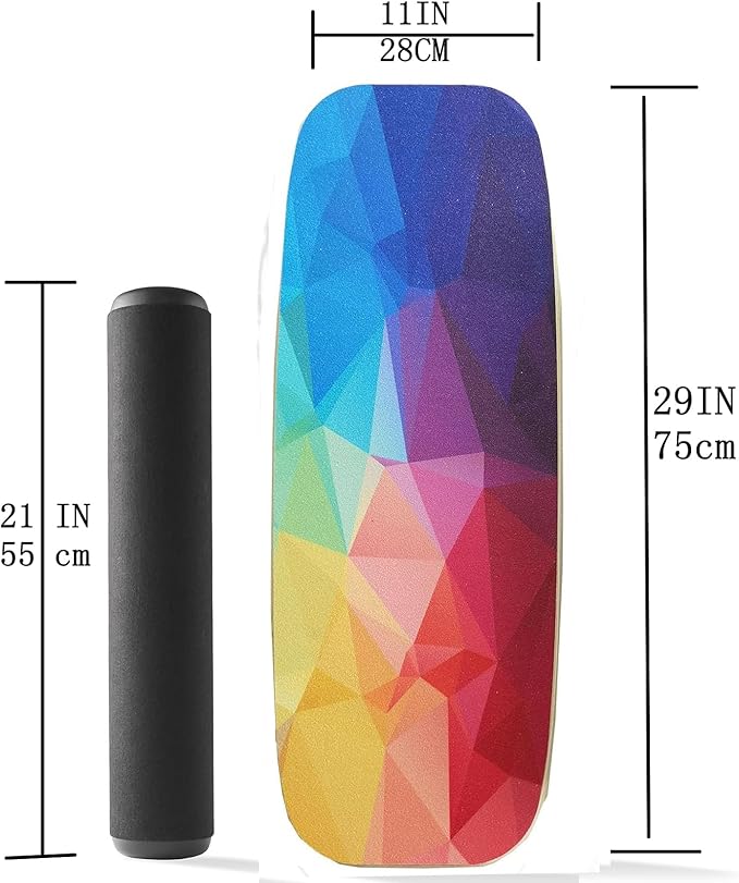 Balance Board Surf Trainer with Adjustable Stoppers - 2 Different Distance Options Balance Board for Surfing, Snowboarding, Skiing, Skateboarding, 300lbs Capacity