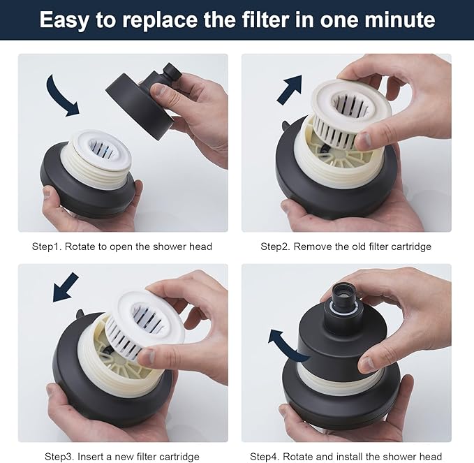 High Pressure Shower Filter Head Oil Rubbed Bronze Fixed Shower Head 7 Settings, 4.9" Bathroom Rain Shower Head with Enhanced Filter for Hard Water, Reduces Chlorine and Harmful Substances