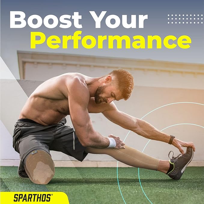 Sparthos Leg Compression Sleeves - Aid in Recovery and Support Active Lifestyle - Innovative Breathable Elastic Blend - Anti Slip, Day & Night Wear