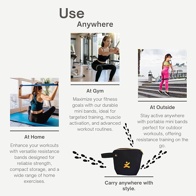 Resistance Bands Set for Women & Men –12" Heavy Duty Natural Rubber Exercise Loop Bands for Legs, Glutes, Strength Training, Stretching, Physical Therapy, Home Workouts-Pack of 5 with Carry Pouch