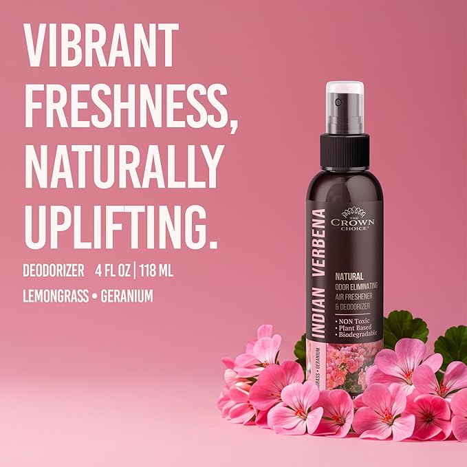 Natural Air Freshener Spray—Geranium & Lemongrass Odor Eliminator—Non-Toxic Essential Oil Deodorizer Spray for Home,Toilet,Room,Lounge,Laundry,Cabinet,Fabric;Safe for Kids & Pets—2PK- 4Oz each