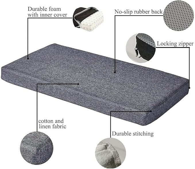 SAMTY Grey Bench seat Chair Pads Non-Slip Rubber Back Indoor Swing /Settee Cushion 40'X18'X2'(101.5X45.5X5CM)