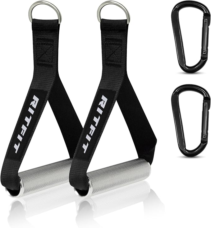 RitFit Exercise Handles for Cable Machine, Aluminum Alloy Gym Handles for Power Rack Attachments, Resistance Band Handles with Cable Crossover System & Triceps Pushdown