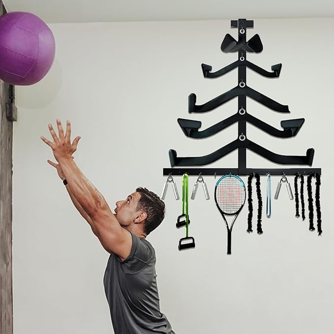 LAT Pull Down Bar Storage Rack, Gym Accessories Rack LAT Bar Organizer, LAT Pulldown Attachments for Different Cable Handles,Home Gym and Gym Wall Storage