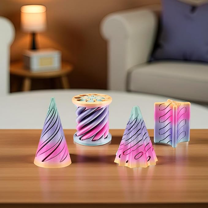 4 Packs Impossible Cone,Spiral Cone Fidget Toy Impossible Pyramid Passthrough Toy,3D Printed Spiral Cone Fidget Toy,Mini Vortex Thread Illusion Desktop Deco Souvenir Gift for Anxiety Relaxing