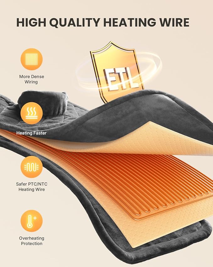 iDOO Heating Pad for Back Pain Relief, Large Weighted Electric Heat Pad for Neck Shoulders, Christmas Birthday Gifts for Women Men Elderly, FSA Eligible Items only List, 24"x33", ETL Certified, Gray