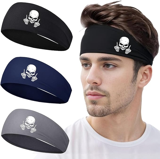 3pcs Headbands for Men Sports Sweat Bands Sweatbands for Mens Workout Running Headbands for Men