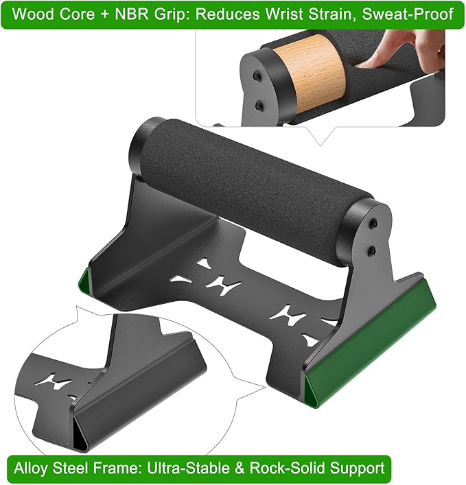 SELEWARE Wood Push Up Bars, Heavy-Duty Steel Pushup Stands, Floor Workouts Push Up Handles, Non-Slip Lion Design Base Parallettes Bars for Calisthenics, Handstand & Strength Training, Supports 600lbs